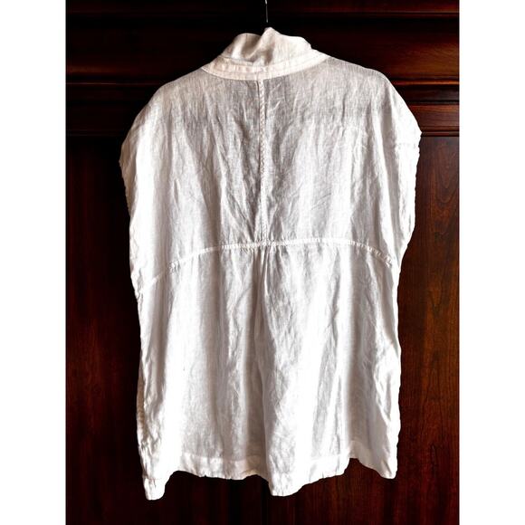 Lands' End 14 - 16 White Linen Top Coverup Tunic Breezy Beach Pullover - Picture 2 of 8